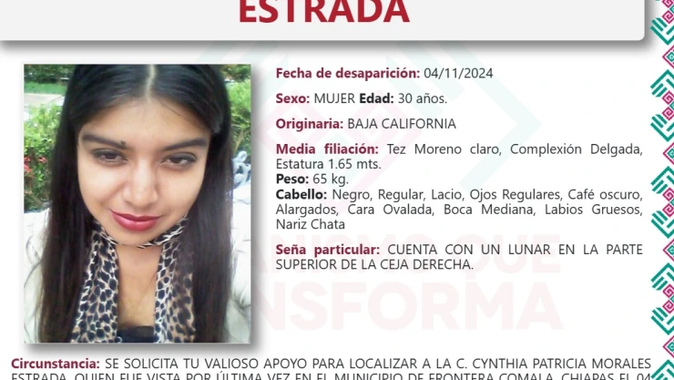 Cynthia Patricia desaparecida Chiapas
