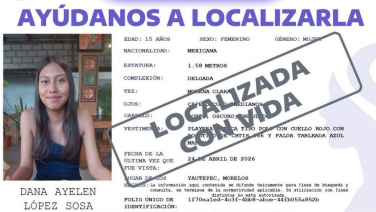 Localizan con vida a Dana Ayelen López Sosa.