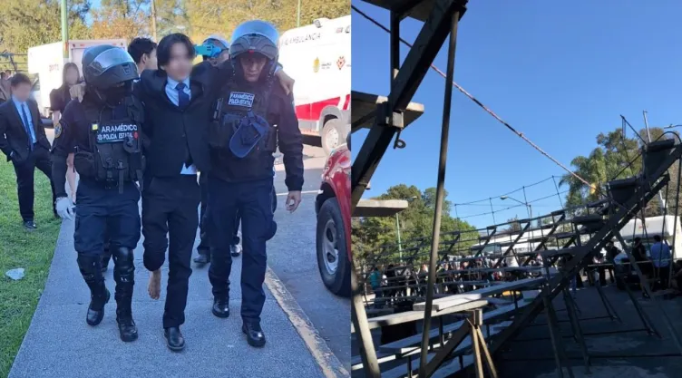 Colapso de tarima en foto de graduación deja más de 10 estudiantes heridos en Universidad Veracruzana, en Xalapa