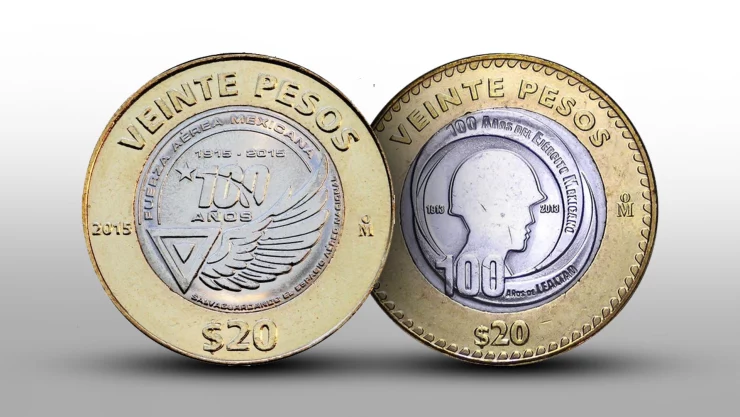 Moneda de 20 pesos se vende en miles de pesos, es edición especial en honor la Fuerza Aérea Mexicana