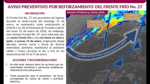 ¡Se viene la HELADEZ! Advierten que 4 frente fríos llegarán a Yucatán en enero de 2026