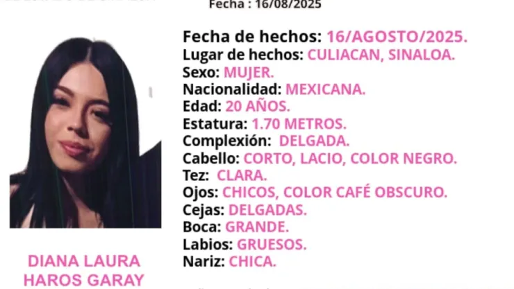 Buscan a Diana Laura Haros en Culiacán