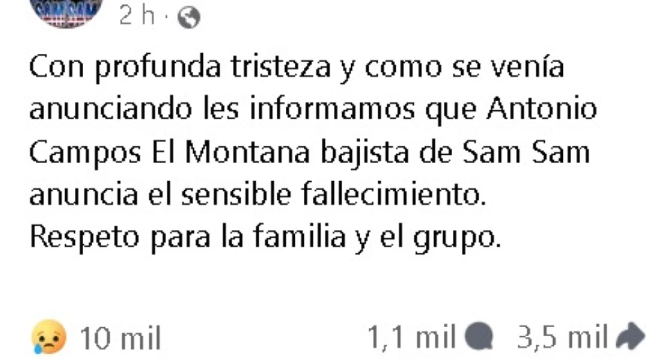 SAM SAM ANUNCIA EL FALLECIMIENTO DE TONY MONTANA