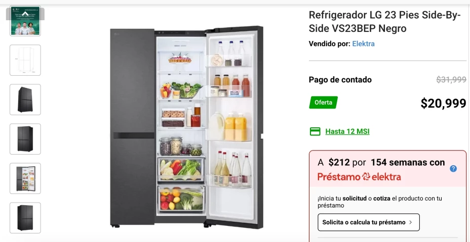 Así es el refrigerador LG que tiene en promoción Elektra