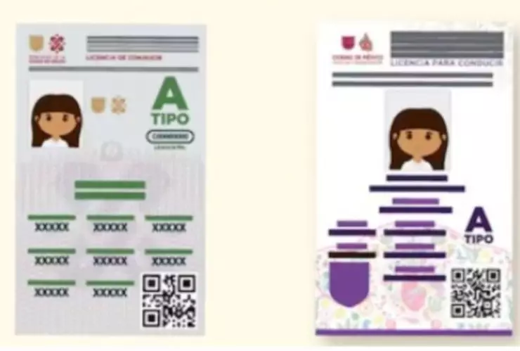 Licencia tipo “A” de la CDMX a lado de una licencia de conducir permanente.