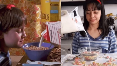 Recrea escena de Matilda y se vuelve viral en redes sociales