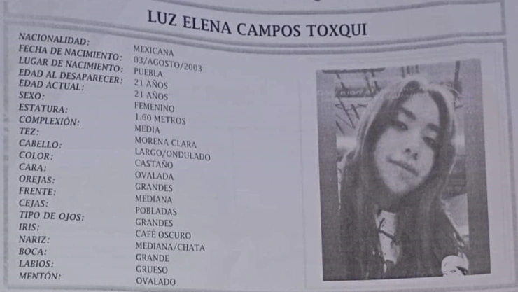 Reportan a Luz Elena Campos Toxqui como desaparecida en Cholula