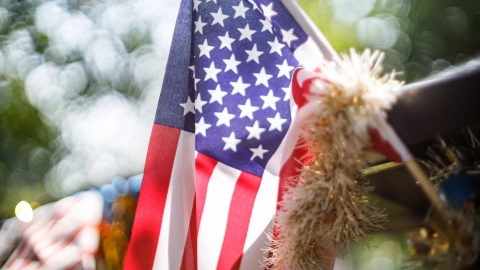 American flag seen on display during the Doo Dah party in