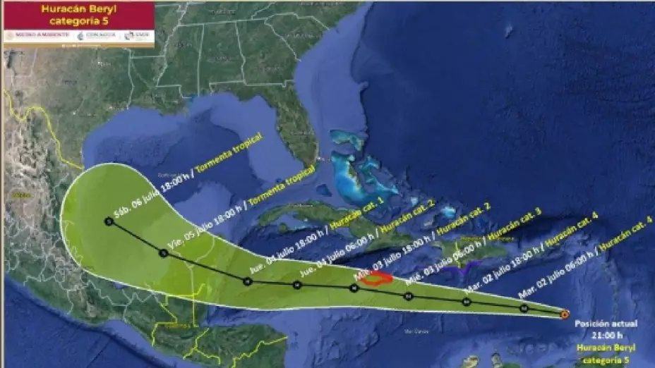 Huracán Beryl podría impactar 2 veces en México_ ¿Qué estados afectará?