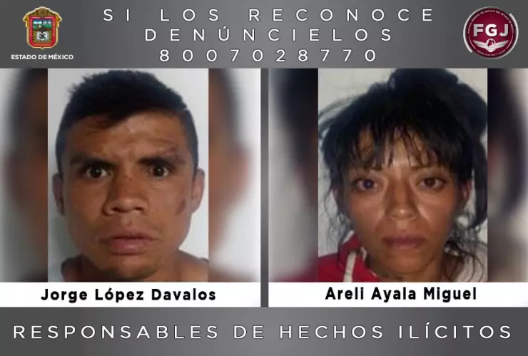 Areli y Jorge apuñalaron a un hombre y abandonaron su cuerpo en Chalco