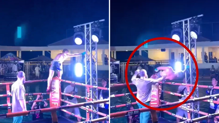 Boxeador se electrocuta al festejar y luego se lanza a una piscina; video impacta en redes.png