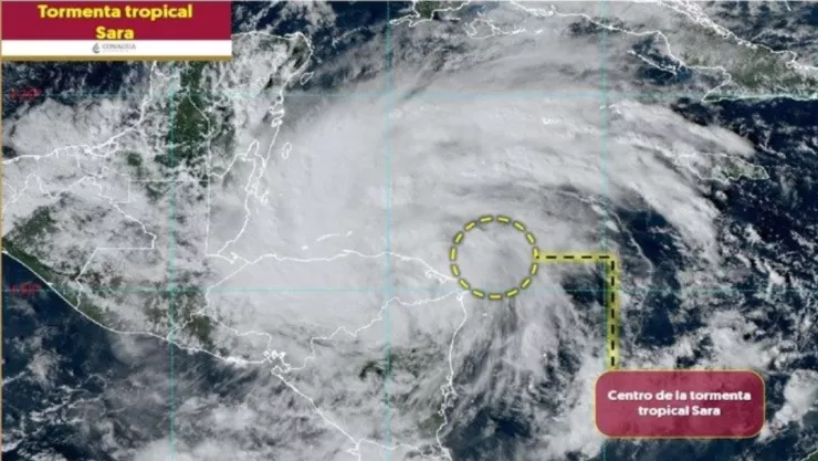 Trayectoria de la tormenta tropical “Sara”