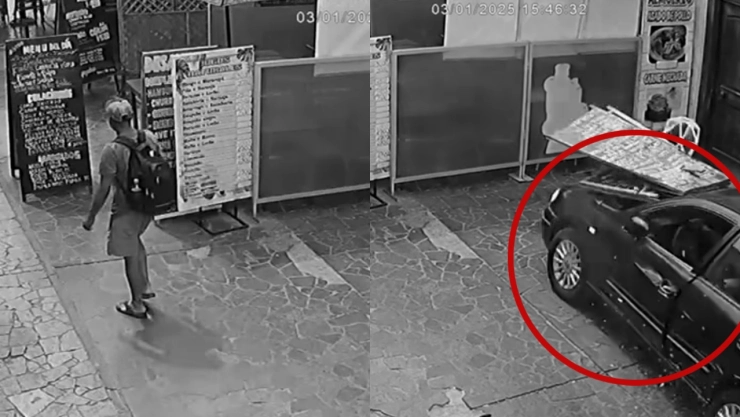 Momento en que conductor invade calle peatonal y arrasa locales en Iquique, Chile