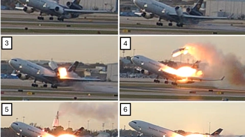 Capturas de video de accidente en Louisville, Kentucky, el 4 de noviembre de 2025.