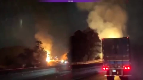 Caos y fuego en la México-Querétaro: Explota pipa de gas a la altura de Tepeji del Río