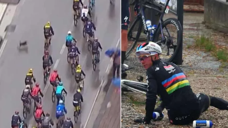 Perro provoca la caída del campeón mundial de ciclismo