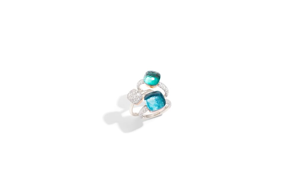 Nudo rings in white gold with diamonds and blue topaz by Pomellato.jpg