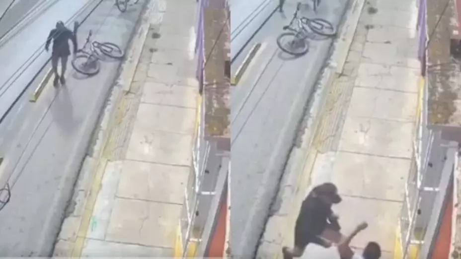 Captan agresión entre ciclista y peatón en Oaxaca