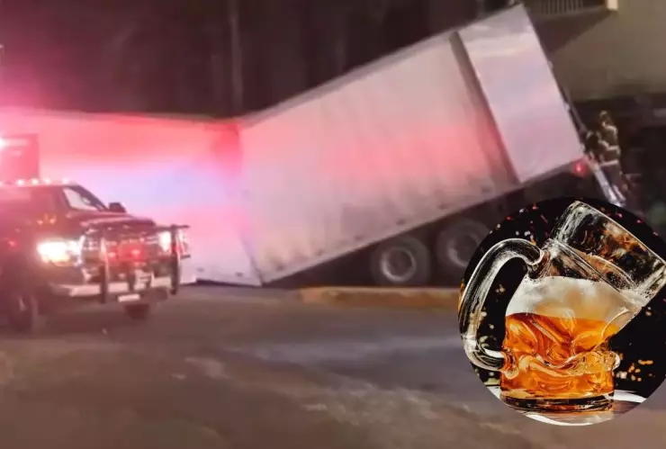 En Polanco, un tráiler cargado de cerveza se partió en dos sobre Ejército Nacional
