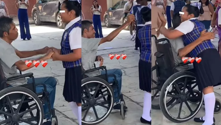 Niña baila con su papá en silla de ruedas