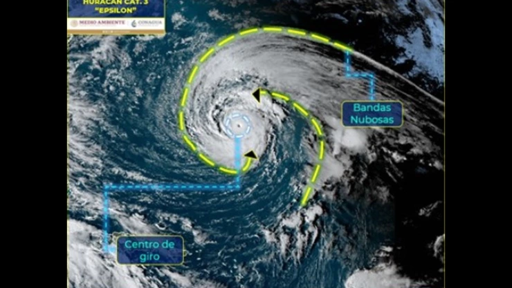 Epsilon se fortalece en huracán de categoría 3