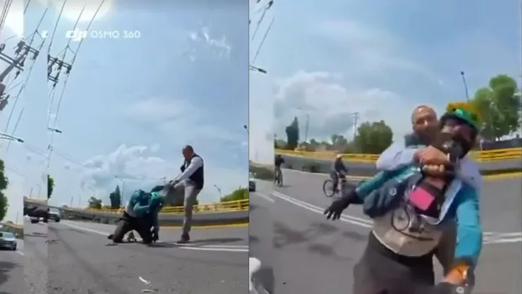 Captan brutal agresión de automovilista a ciclista en calles de Tlalpan, CDMX