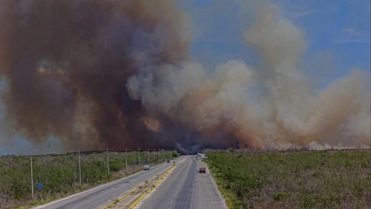 FOTO: NASA capta el incendio que se registró en la Mérida - Motul hoy lunes 1 de abril de 2025