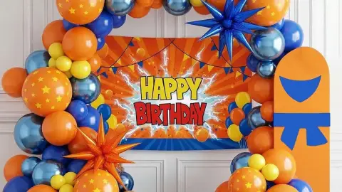 Arco de globos sencillo con temática de Dragon Ball