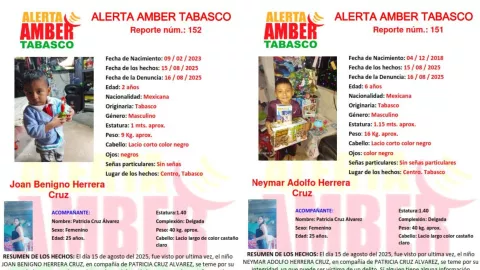 Hermanitos desaparecidos Alerta Amber Tabasco