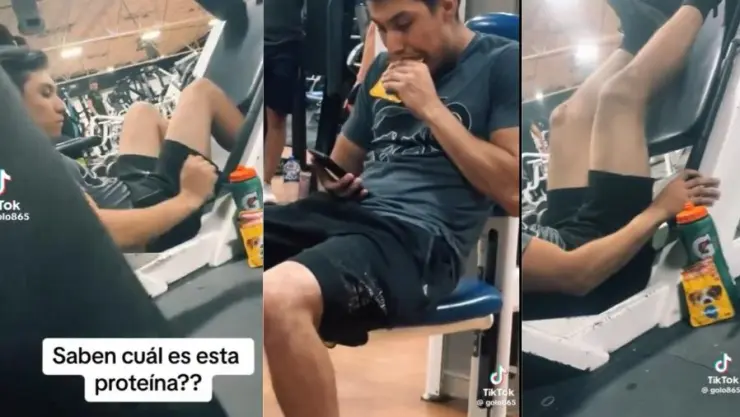 joven-come-sobre-alimento-para-perro-entrenamiento-en-gimnasio-video