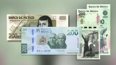 Billetes de 200 pesos del Banco de México