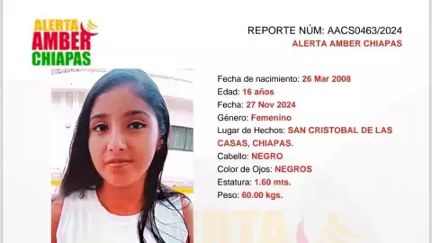 ALERTA AMBER CHIAPAS: Brisa Marina Gurgua Cruz fue vista por última vez en San Cristóbal de Las Casas, Chiapas