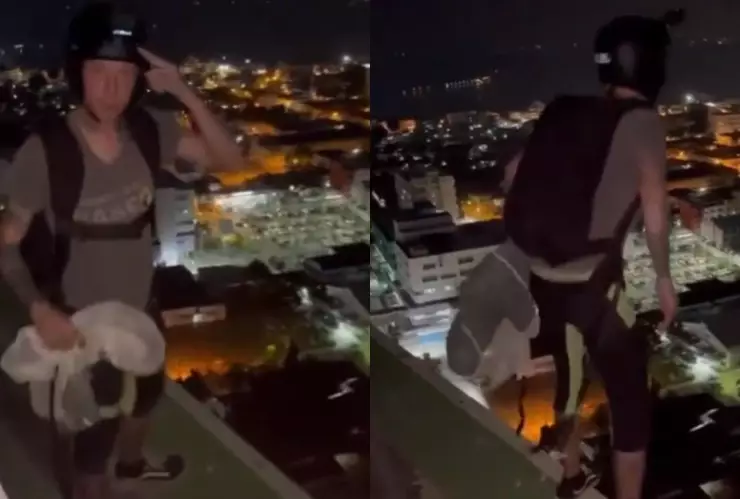VIDEO: Muere hombre tras arrojarse desde un edificio y el paracaídas no abriera