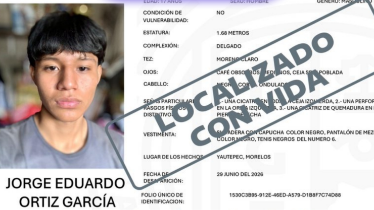 Localizan con vida a Jorge Eduardo Ortiz García.