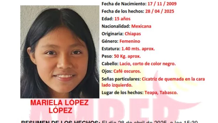 Mariela López Alerta Amber Tabasco