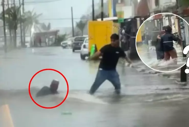 Ciudadanos lograron rescatar al adulto mayor que fue llevado por la corriente