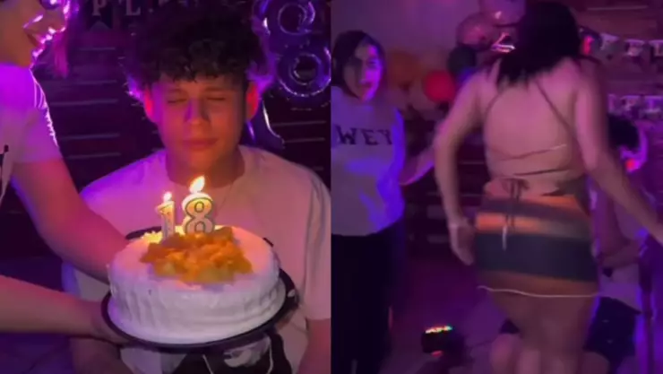 Madre lleva bailarina exotica a cumpleaños.