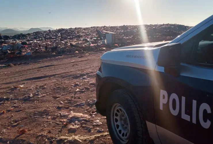Patrulla en el basurón municipal de Culiacán