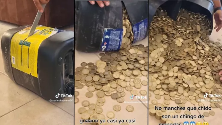 Familia ahorra más de 100 mil pesos en monedas de 10 pesos