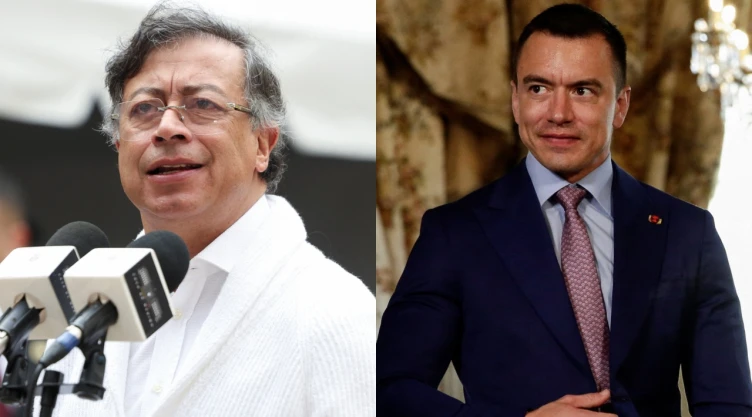 Fotos de Gustavo Petro y Daniel Noboa, presidentes de Colombia y Ecuador.