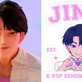 4 plantillas de stickers de Jinu de los Saja Boys para imprimir y decorar cuadernos y carpetas escolares