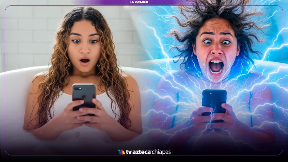 Electrocutada celular bañera