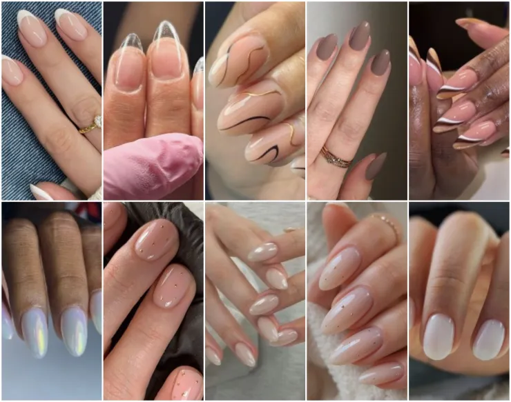 diseño de uñas rubber gel almendra