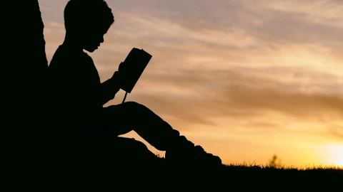 niño silueta leyendo