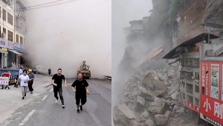 Edificios colapsan en China tras deslizamiento de tierra