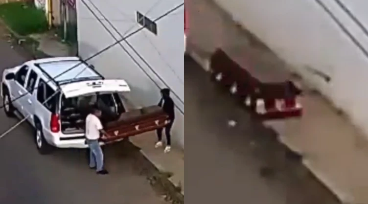 Así abandonaron un ataúd con un cuerpo al lado del aeropuerto de Uruapan, Michoacán; esto dijeron las autoridades | VIDEO