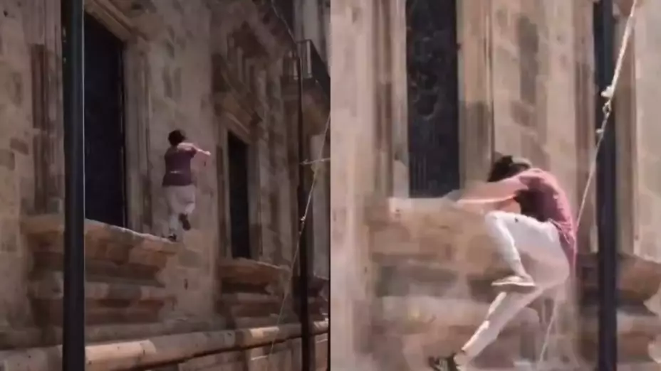 VIDEO: Joven hace parkour y daña Palacio de Gobierno en Jalisco, ¿qué sanción recibirá?
