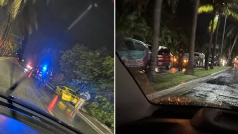 ¡Noche con accidente en Cancún! Camioneta y auto de lujo chocan en la zona hotelera de Cancún