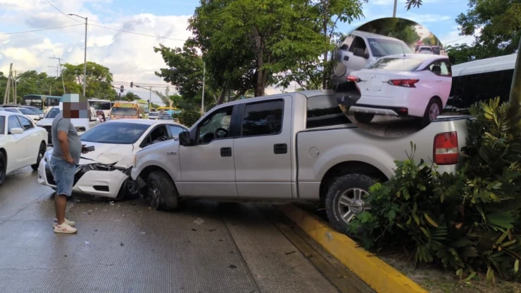Se registra accidente entre 3 vehículos en la Av. Tulum de Cancún HOY: Esto se sabe