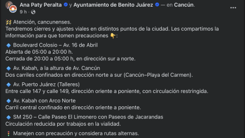Cierre blvd. Colosio Cancún hoy